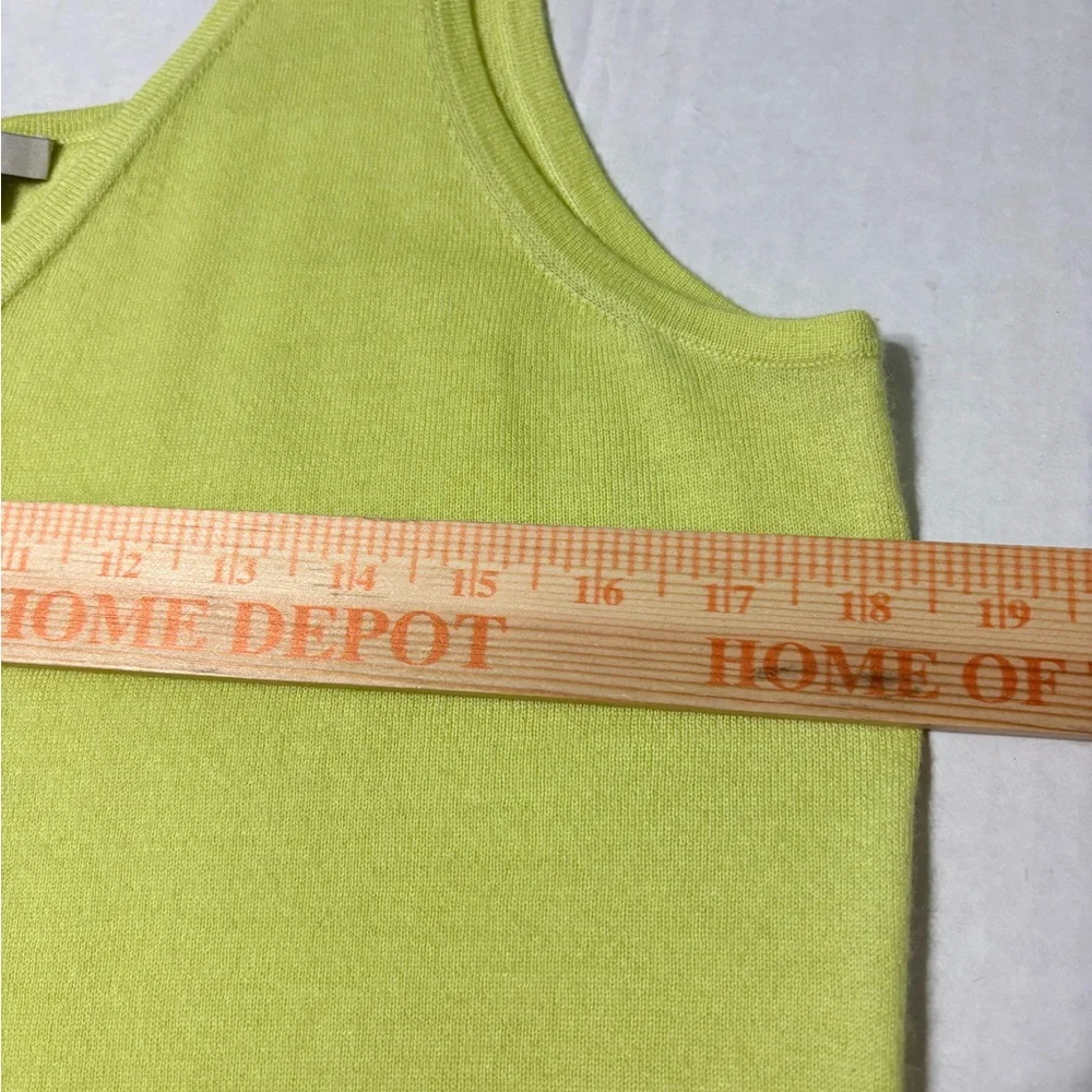Chartreuse Cashmere V neck Tank Layering Lightweight Yellow Soft Top. Classics M - Picture 7 of 10